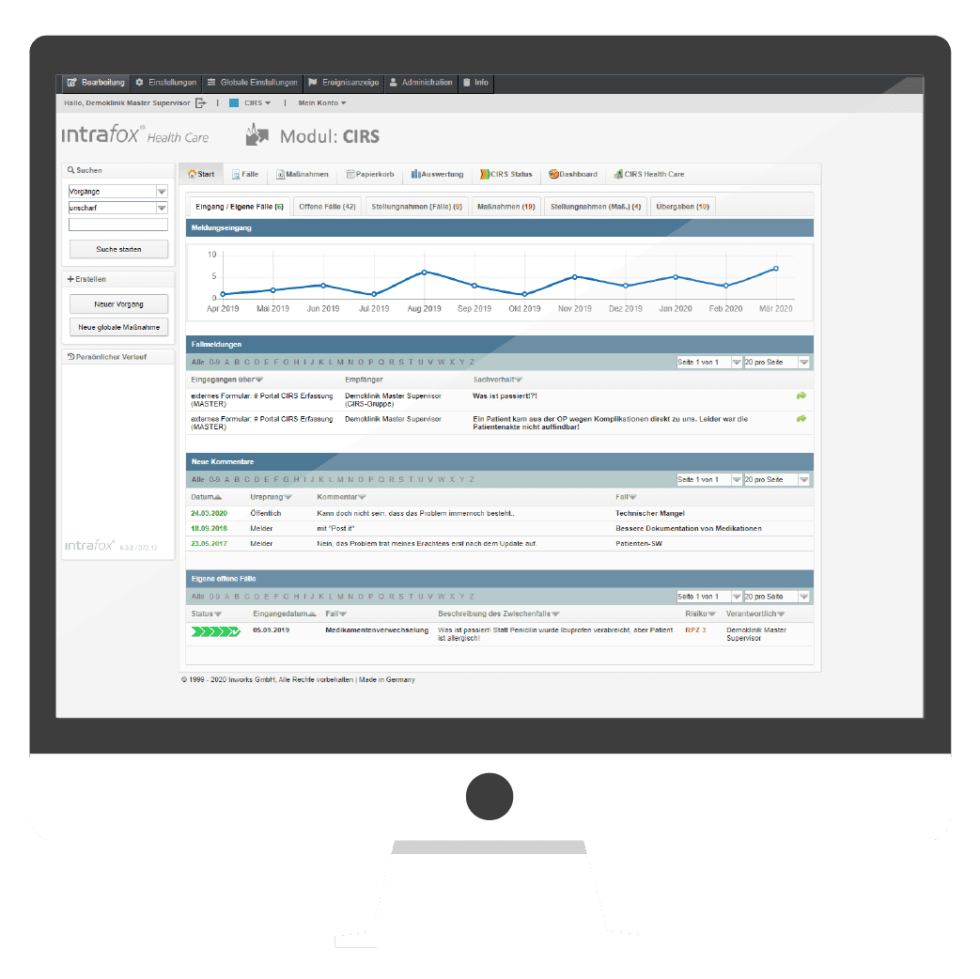 CIRS Software Critical Incident Reporting mit Intrafox